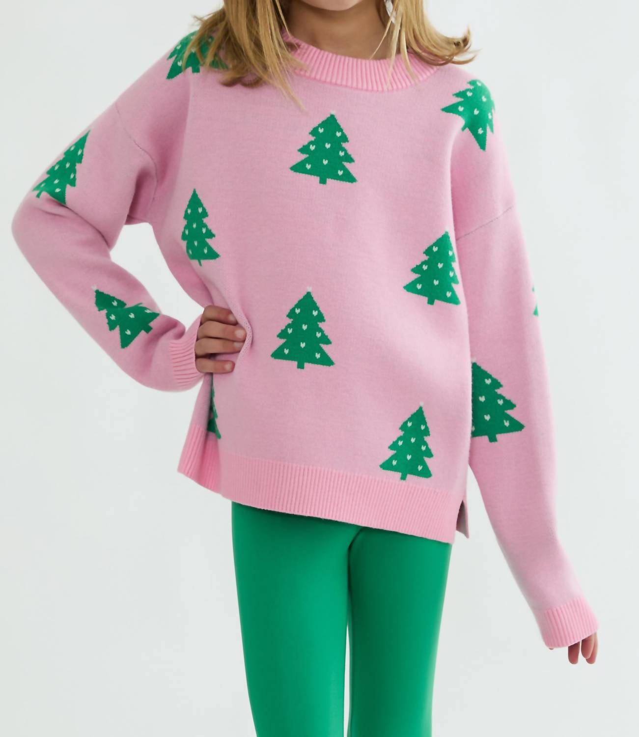 Beach Riot Little callie sweater in pink christmas - kids' sweater