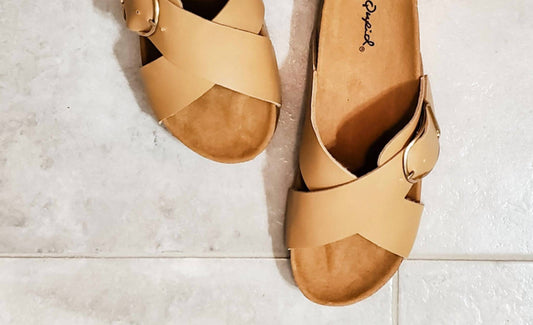 Qupid - Women's Buckle X-band Slip On Sandals