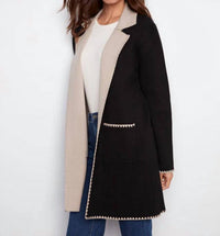 Charlie B - Solid Cardigan With Blanket Stitch