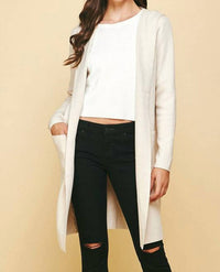 PINCH Kali Open Knit Cardigan in beige - women's cardigan - detail view