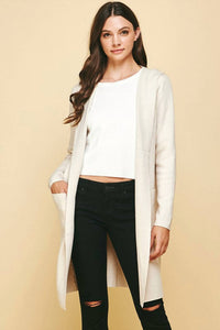 PINCH Kali Open Knit Cardigan in beige - women's cardigan - alternate view