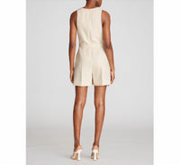 Halston Jordan V Neck Romper in buff - women's pants - detail view