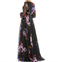 Mac Duggal - Chiffon Bishop Sleeve Floral Print Gown