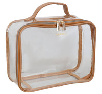 Joan & David - Women's Straw Texture 4 Piece Clear Cosmetic Bag Set