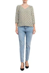 Counterparts - V Neck Elastic Shoulder Detail Elastic Cuff Top