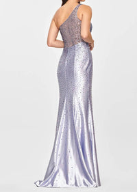 FAVIANA Stud One Shoulder Gown in shimmer peri - women's dress - detail view