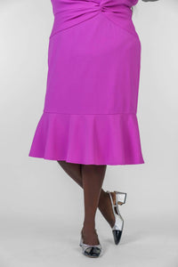 London Times - Halie Midi Dress With Flounce - Plus