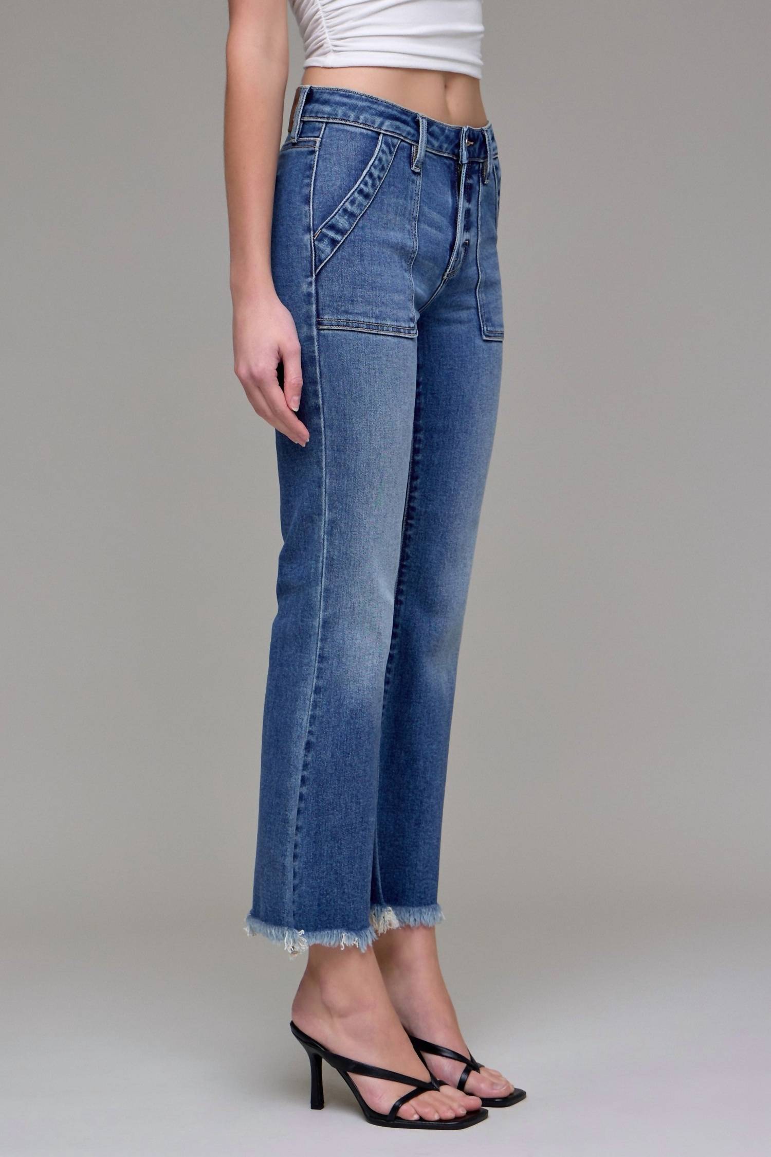 Hidden - Happi Cargo Crop Flare Jeans