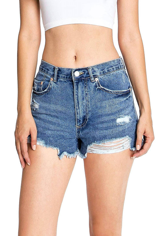Love Tree - High-key Distressed Denim Shorts