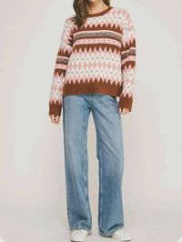Strut & Bolt - Argyle Fair Isle Knit Crewneck Sweater