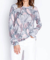 Pj Salvage - Geo Palm Long Sleeve Lounge Top