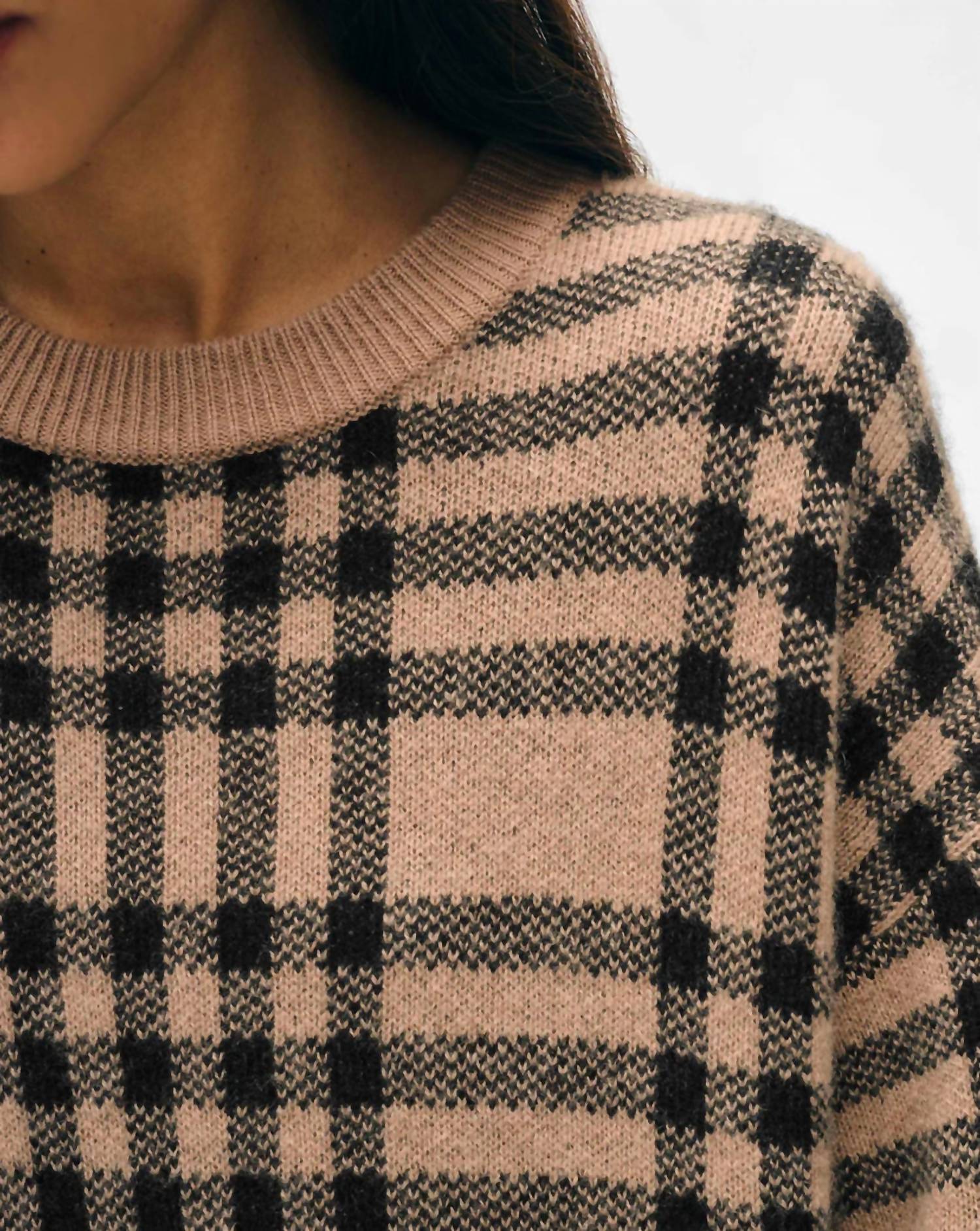 White + Warren - Cashmere Plaid Crewneck Sweater