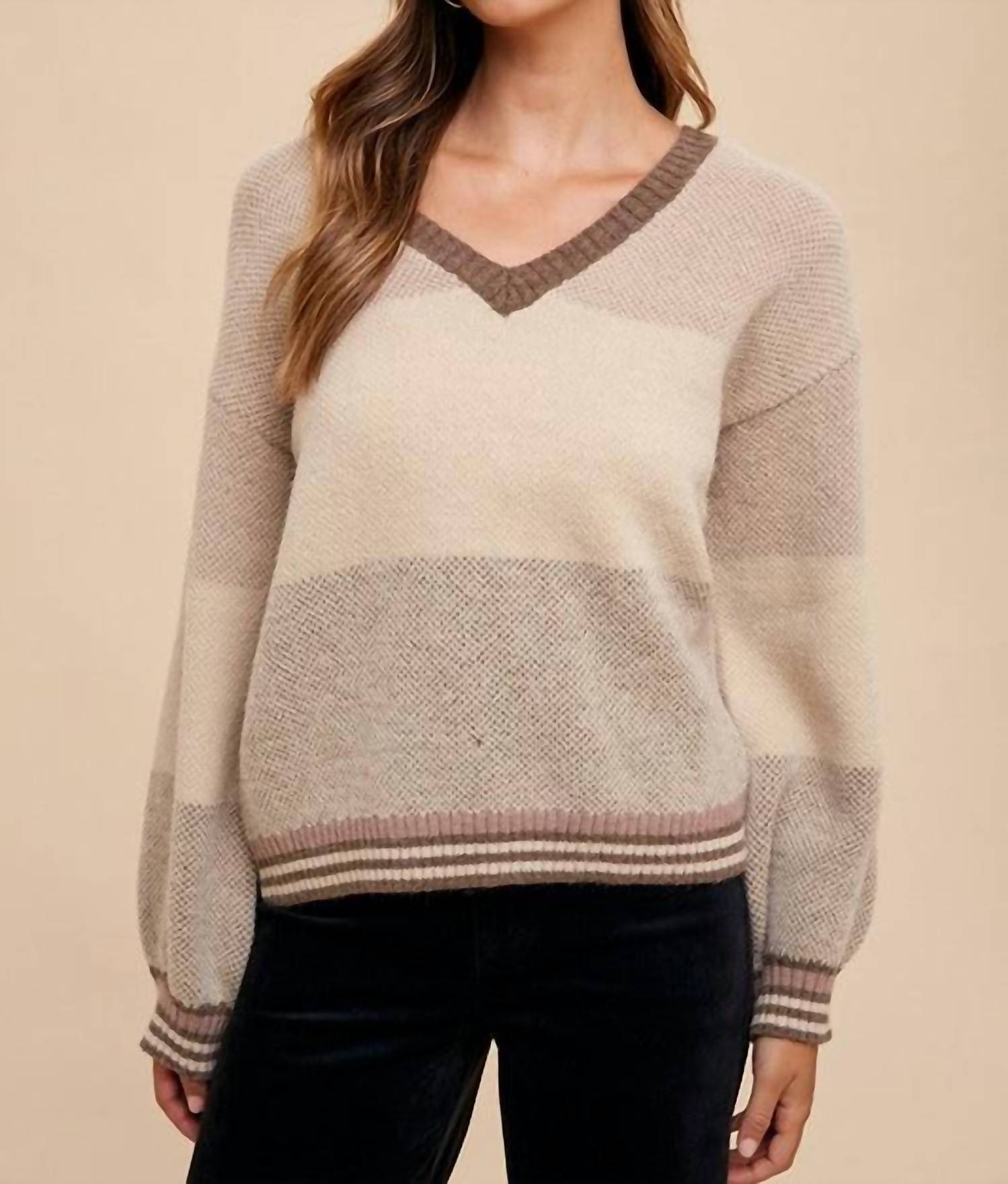 Anniewear - Color Block Sweater Top