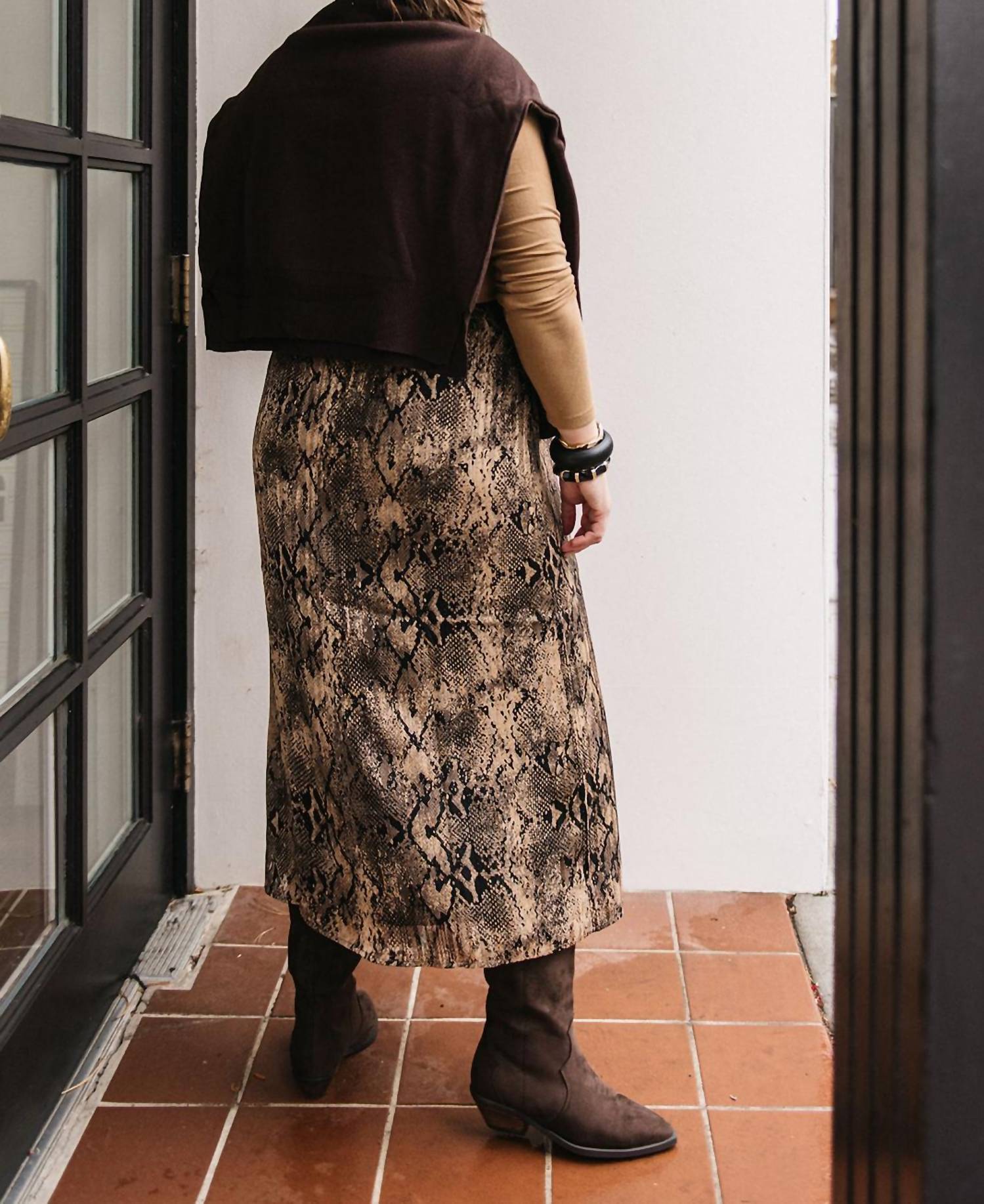 Gentle Fawn - Snake Print Midi Skirt