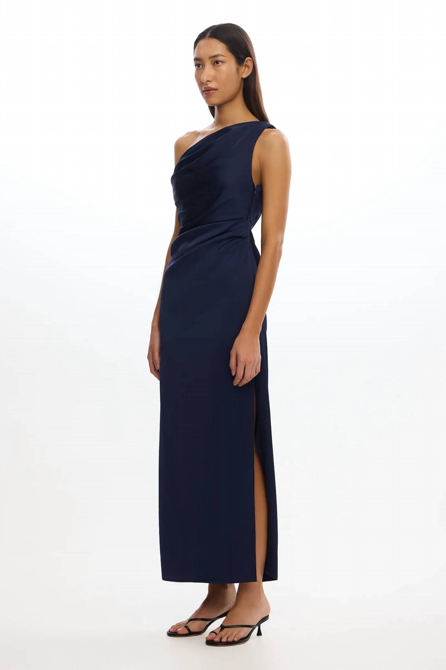 Significant Other - Alyssa One-shoulder Satin Maxi Gown