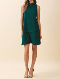Nyland - Amalie Sleeveless Mock Neck Layered Hem Shift Dress