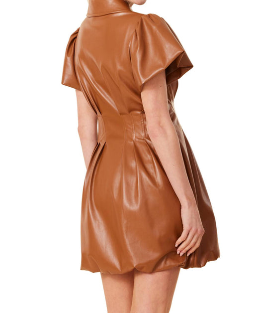 Dolce Cabo - Vegan Leather Zip Front Bubble Mini Dress
