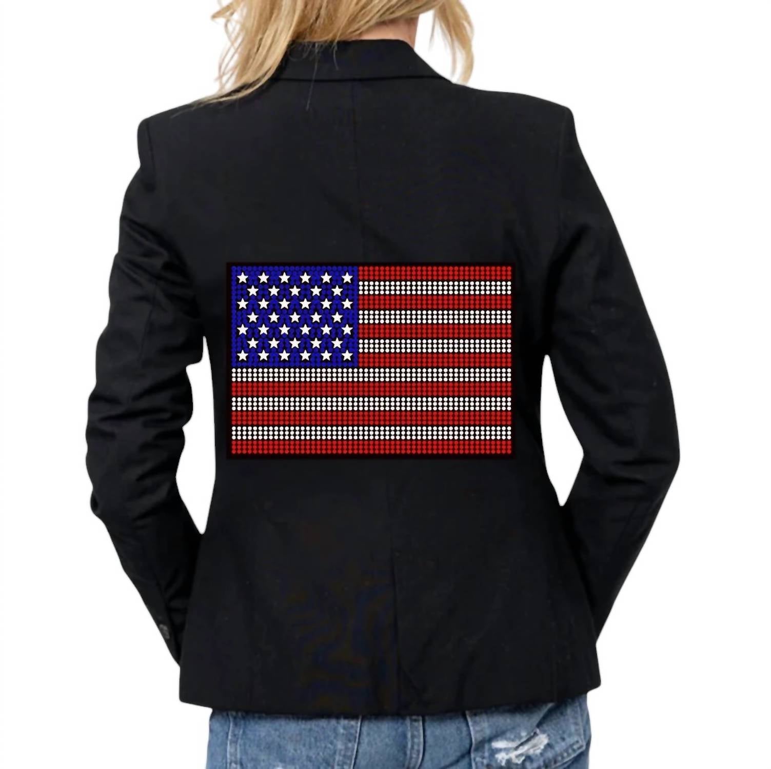 Hipchik - Crystal Usa Flag Sleeve Blazer