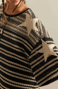 Free People Fun In the Sun Sweater in the sun sweater in black - women's sweater - detail view