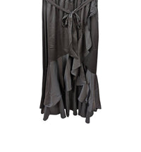 Doe and Rae Women's Surplice Ruffle Skirt With Waist Belt in black - women's skirt