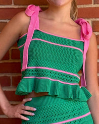 Day + Moon - Crochet Knit Cropped Sweater Tank