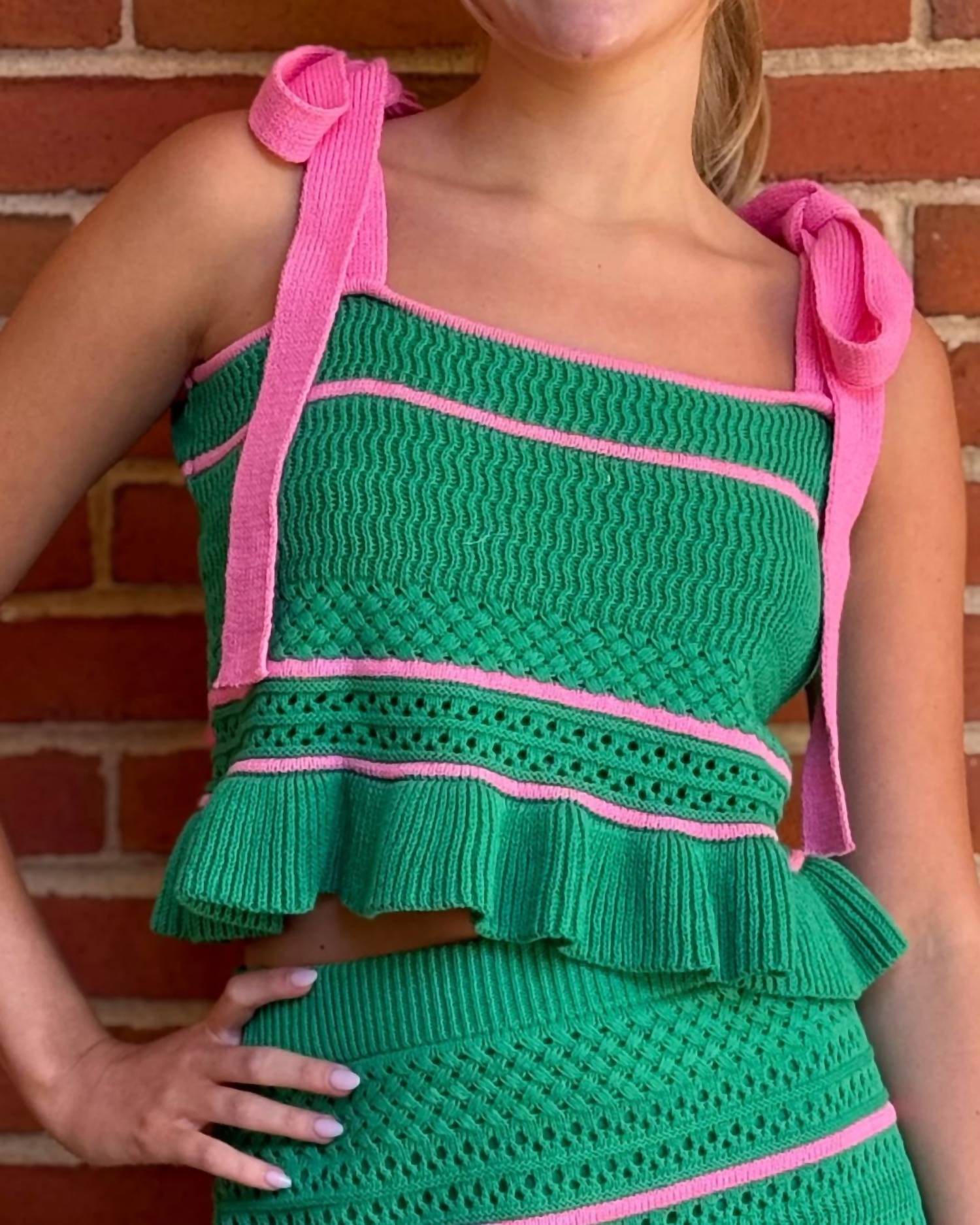 Day + Moon - Crochet Knit Cropped Sweater Tank