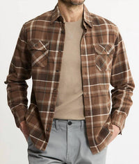 JACHS NEW YORK Brawny Flannel Shirt & Thermal Long Sleeve Tee - 2-pack in brown plaid brawny - men's shirt