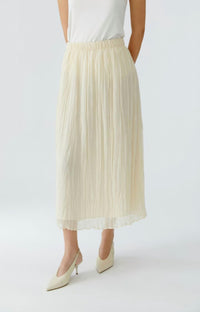 Oui Pleated Midi Skirt in whitecap - women's skirt