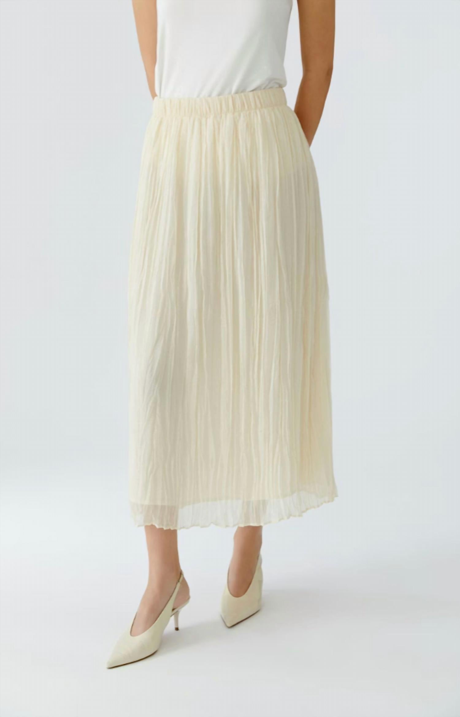 Oui Pleated Midi Skirt in whitecap - women's skirt