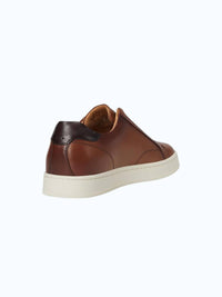 Florsheim Men's Monopoli Elastic Lace To Toe Sneaker in cognac 2 - men's sneaker - detail view