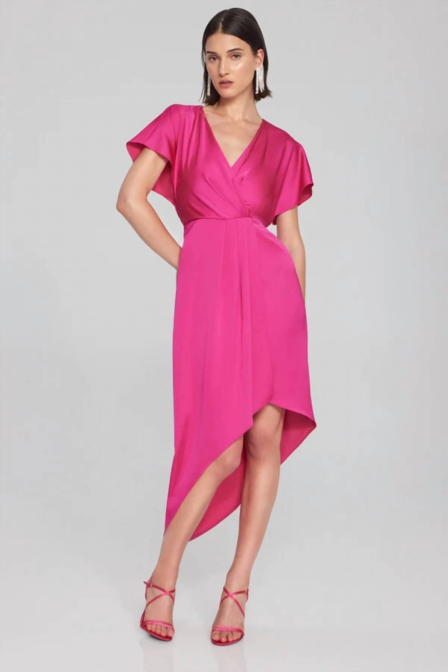 Joseph Ribkoff - Wrap Front Asymmetric Hem Dress