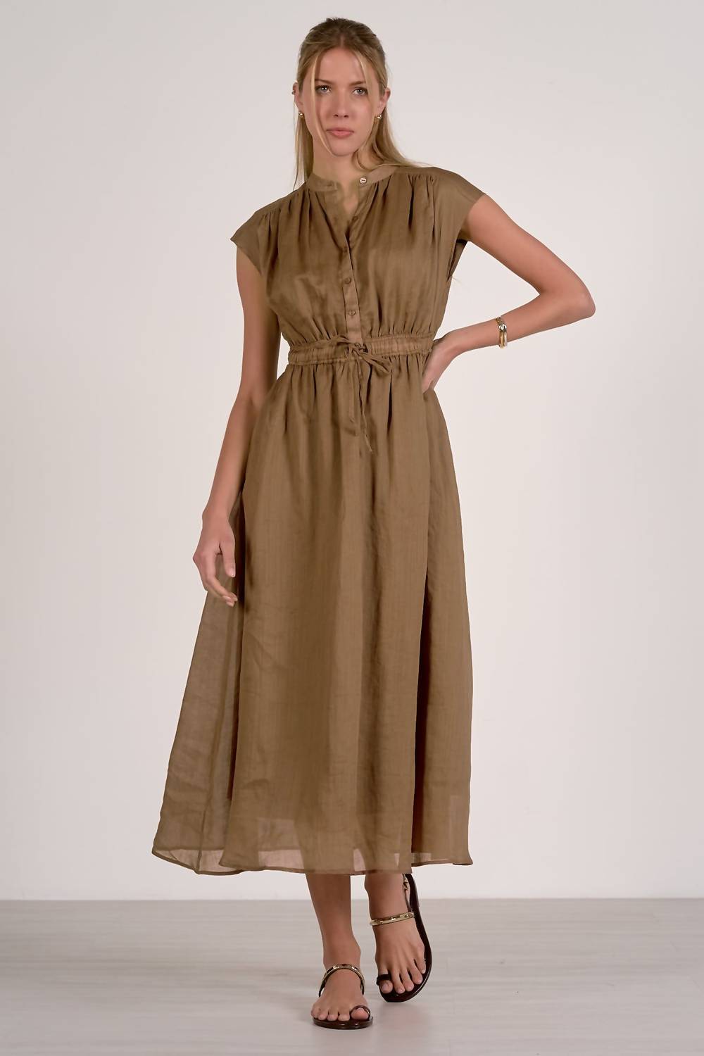 Elan - Elastic Waist Midi Dress