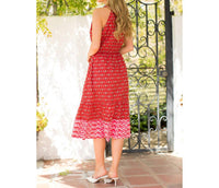 Thml - Red Halter Button Up Print Maxi Dress