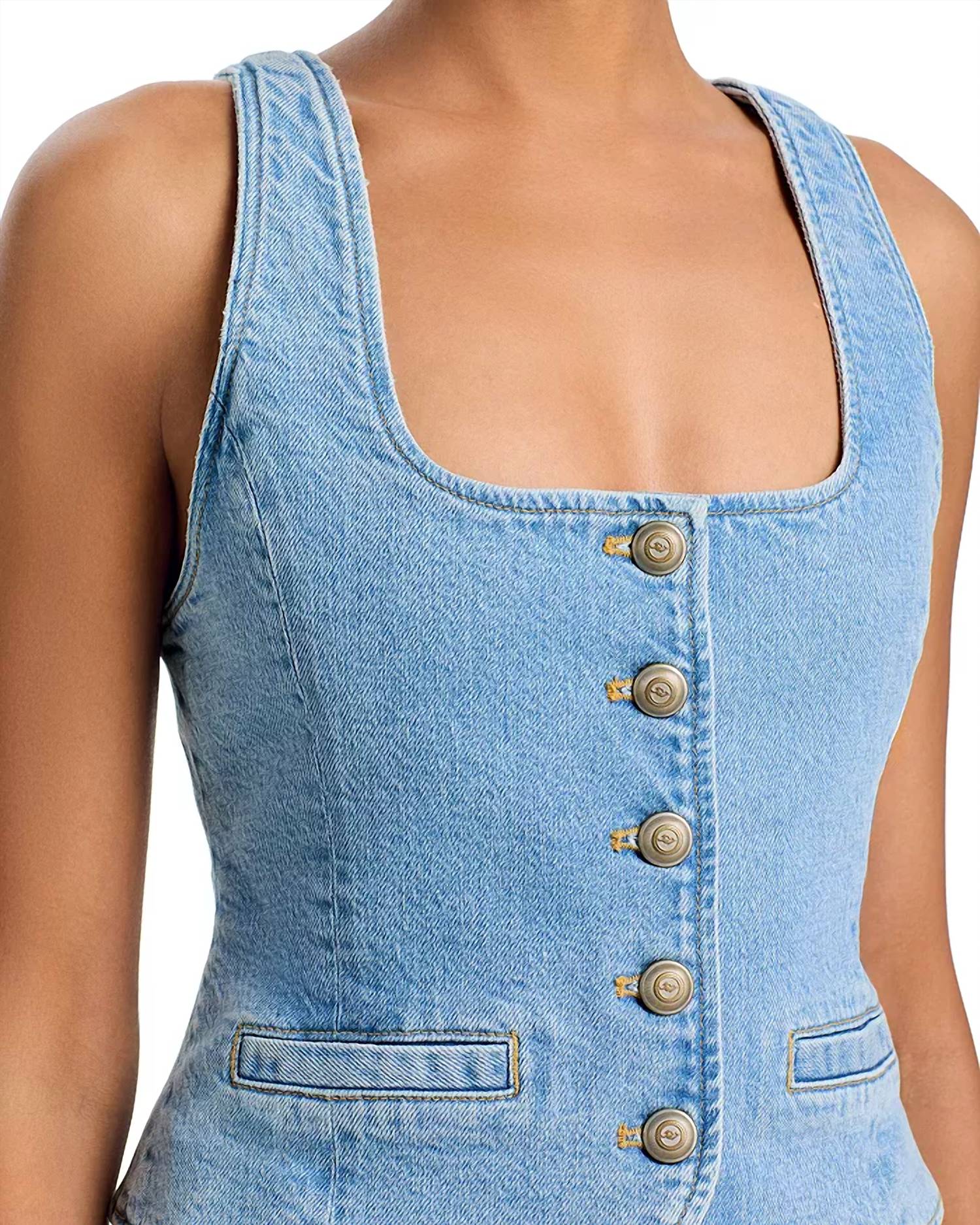 cinq a sept Zephyr Denim Rowena Top in blue - women's t-shirt - view 4