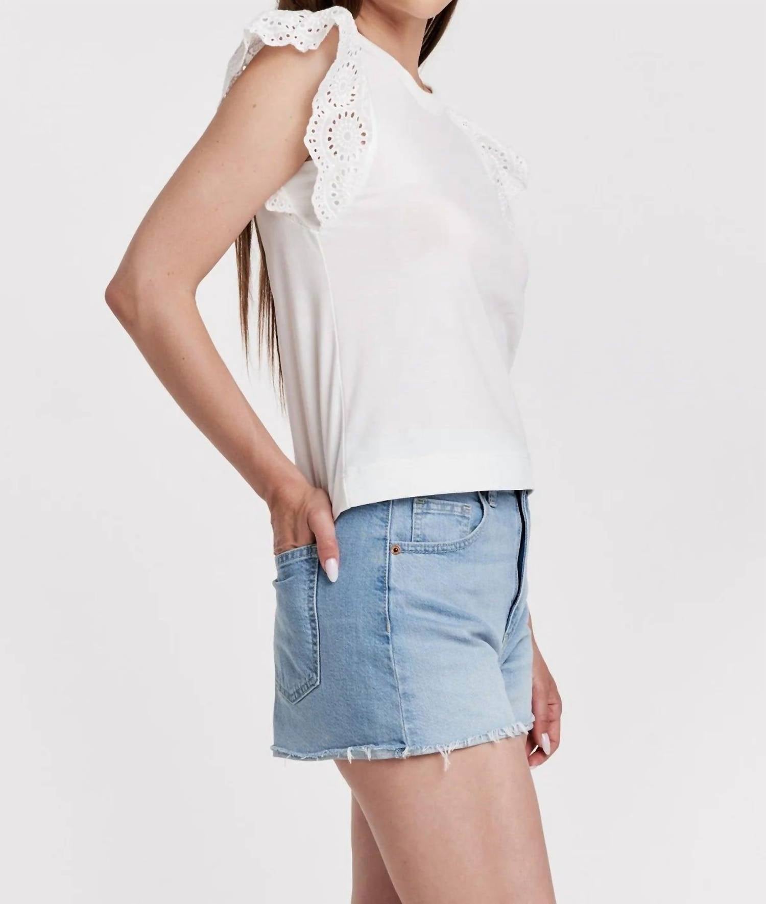 Another Love - Kiara Eyelet Ruffle Sleeve Top
