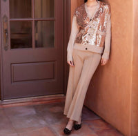 Karen Kane Cropped Pintuck Wide-Leg Pants in camel - women's pants