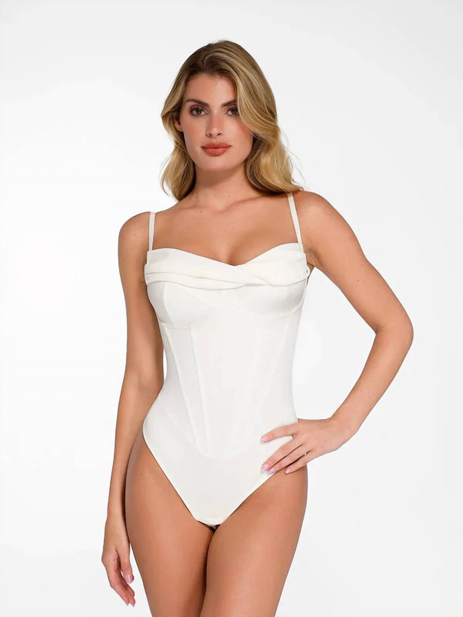 Popilush - Shapewear Hourglass Corset Bust Draping Bodysuit