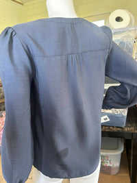 Current Air - Women's Round Neck Long Sleeve Blouse Button Down