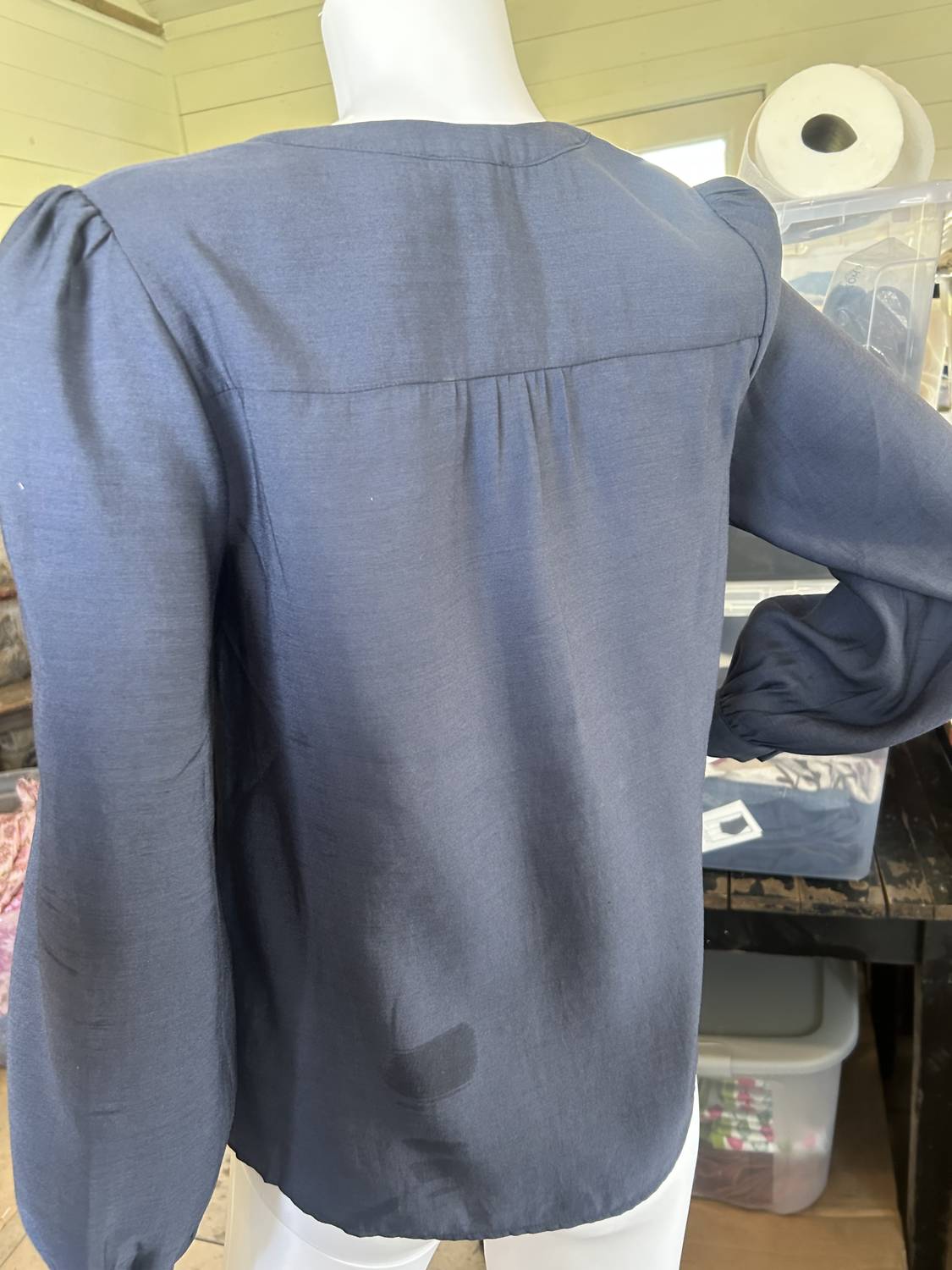 Current Air - Women's Round Neck Long Sleeve Blouse Button Down