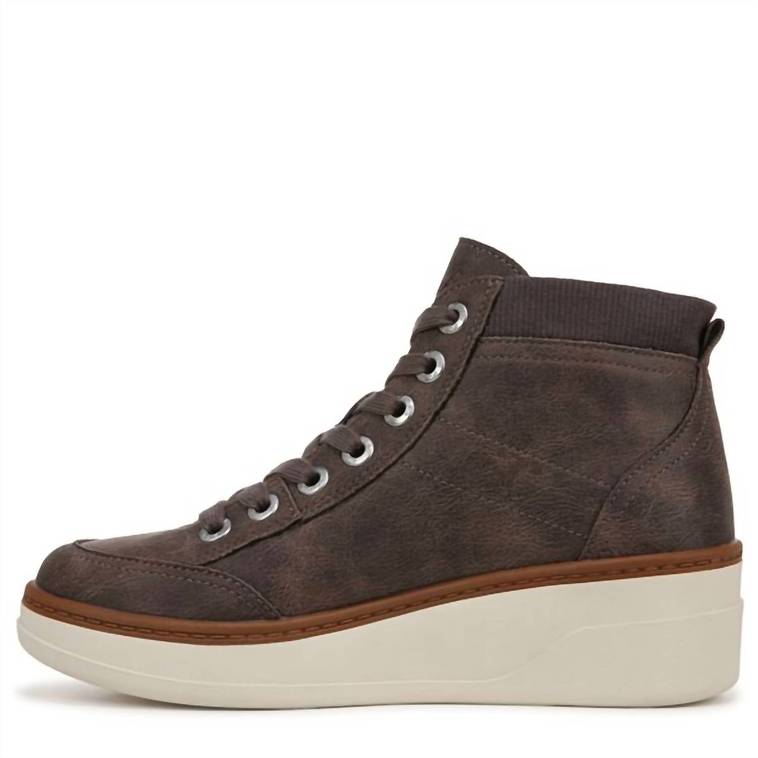 BLOWFISH Women's Camden Wedge Sneakers in grey oiled - women's sneaker - detail view