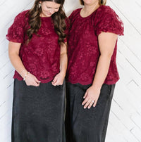 Polagram Belinda Lace Top in burgundy - women's blouse - view 9