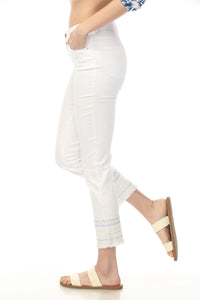 Charlie B - Slim Cropped Embroidered Hem Jeans