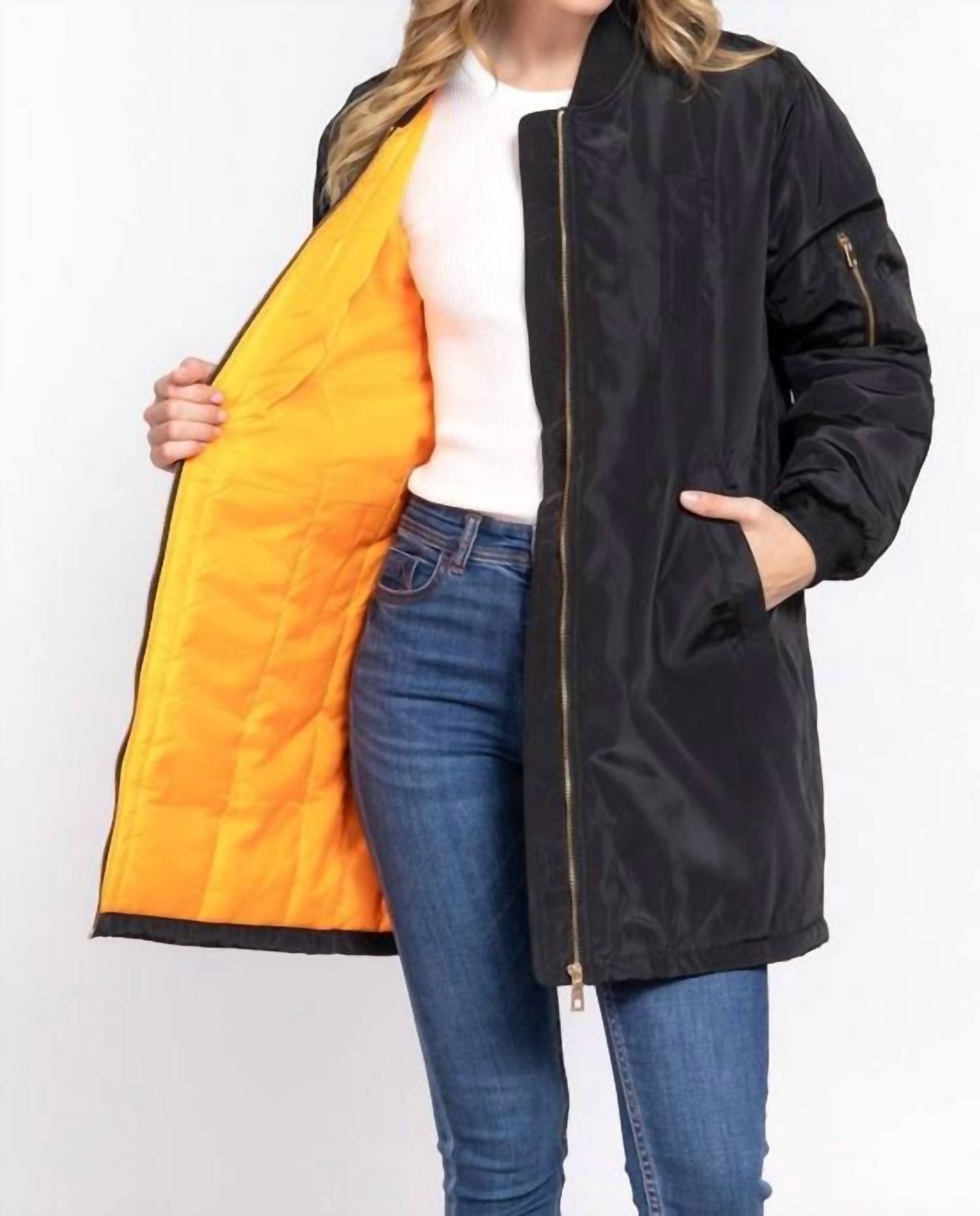 Active Basic - Long Line Bomber Jacket