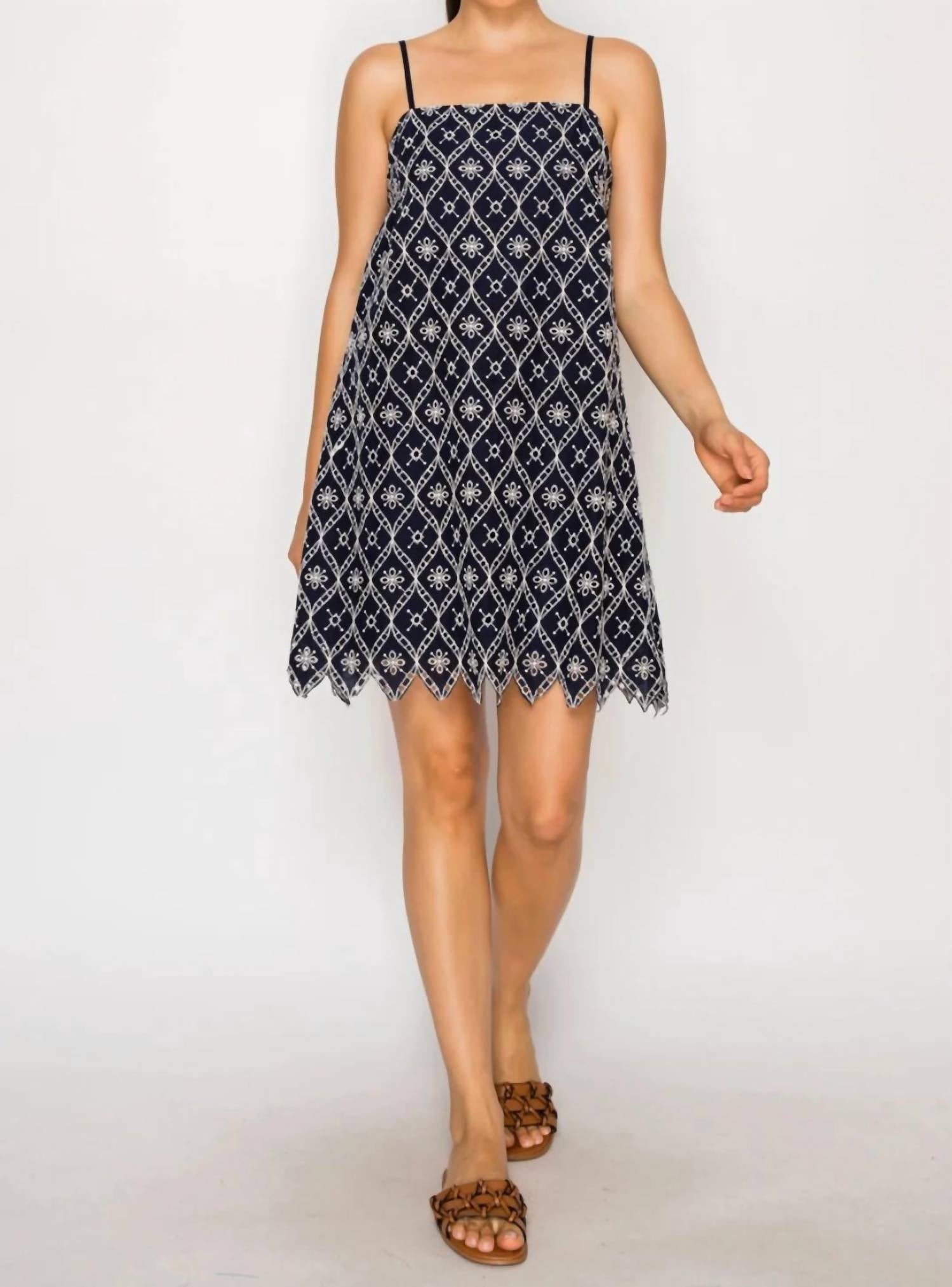 Meet Me In Santorini - Women's Selene's Embroidery Mini Dress