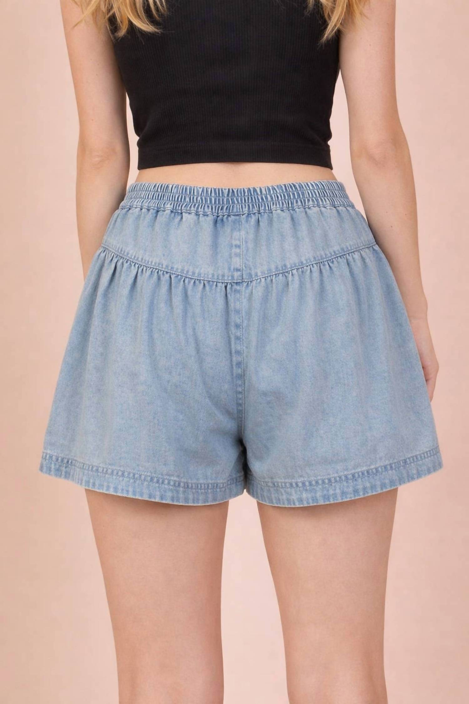 Very J - Chambray Button Down Shorts