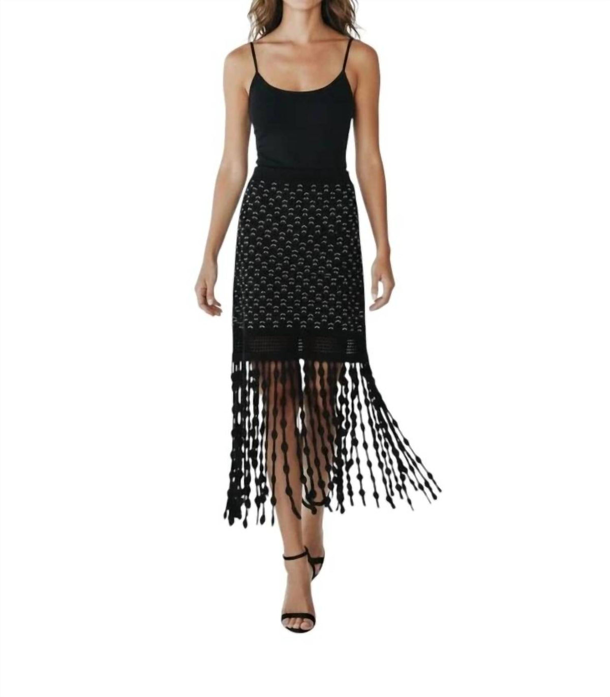 Simkhai - Filippa Lattice Fringe Midi Skirt