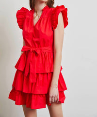 Heyson - Cherry On Top Poplin Ruffle Dress