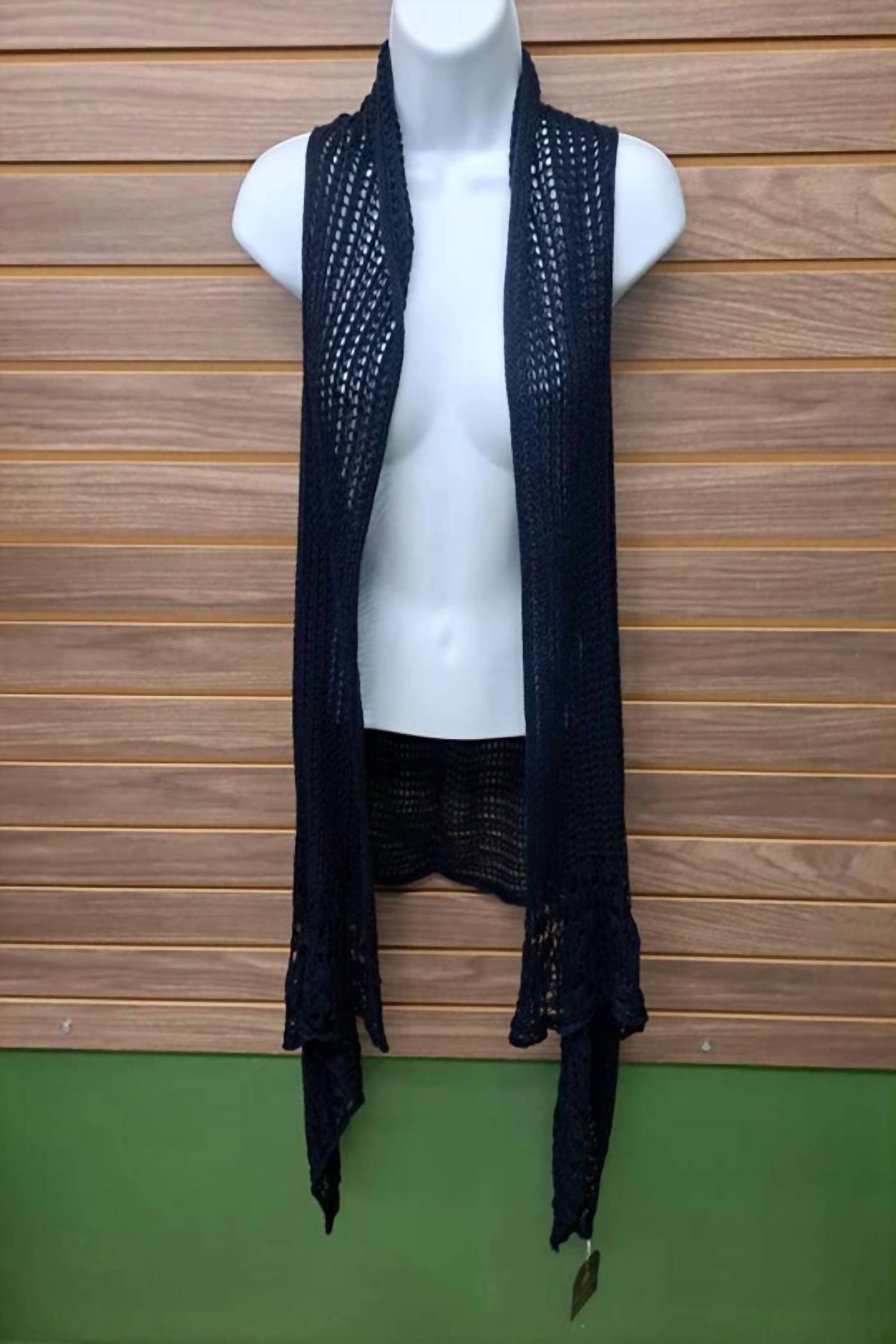 Riah Fashion - Women's Sleeveless Long Crocheted Cardigan