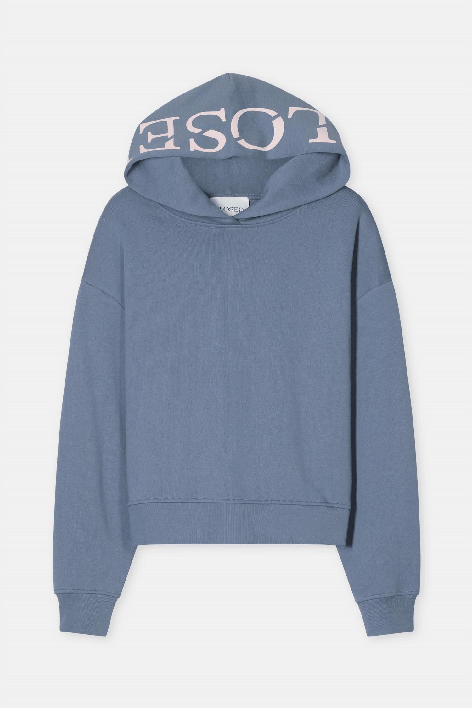 CLOSED Logo Cotton Hoodie in strato grey - women's top - view 7