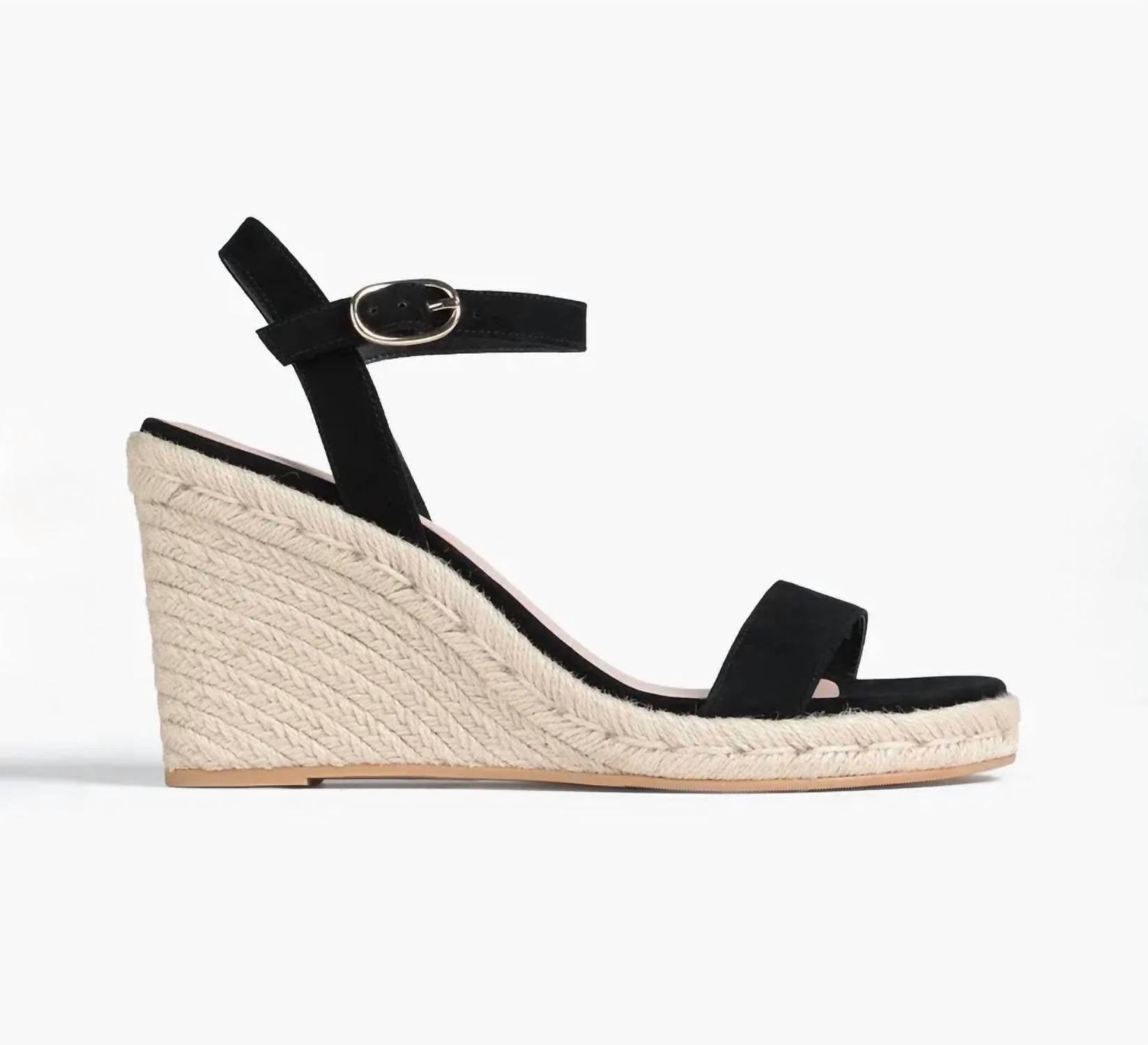 STUART WEITZMAN Women's Teddi Espadrille Wedge Sandals in black - women's shoe